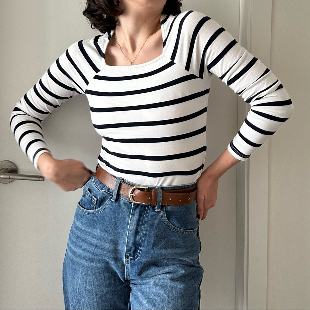 FRENCH CONNECTION long sleeve striped top